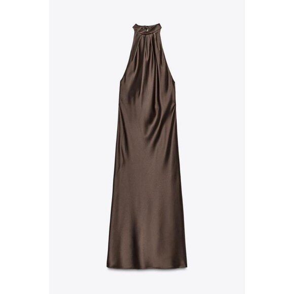 ZARA HALTER MIDI DRESS - Picture 8 of 10